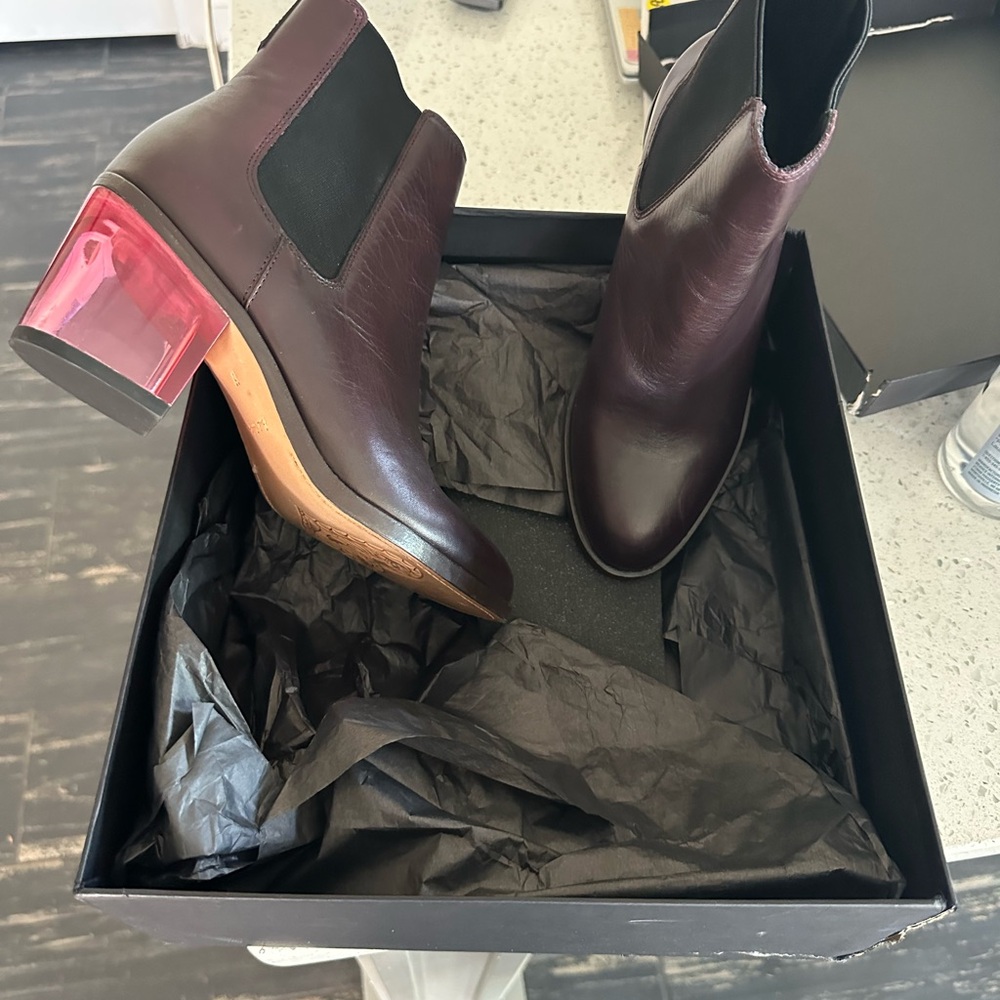 Paul Smith Burgundy Ankle Boots with Pink Heel
